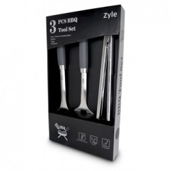 Grilio įrankių rinkinys Zyle BBQ Tool Set,  ZY100SET, rinkinyje 3 vnt. įrankių: šepetėlis, mentelė, žnyplės
