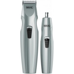 Daugiafunkcis prietaisas WAHL Home Mustache & Beard Trimmer Duo WAH05606-308, sidabro spalvos, rinkinyje: barzdos ir ūsų plaukų kirpimo mašinėlė-trimeris ir nosies bei ausų plaukų trimeris