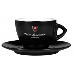 Keramikinis puodelis latte kavai Tonino Lamborghini Latte 548C su lėkštute, juodas, 260 ml