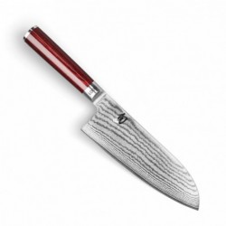 Damasko plieno peilis Kai Shun Classic Red Wide Santoku DM-0717RD, 19 cm